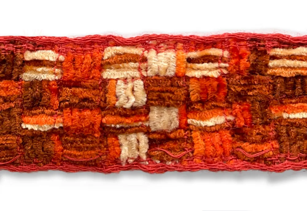 1 3/4" Rusted Orange Checkerboard Chenille Trim