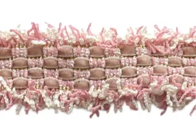 1" Baby Pink, Cloud & Gold Woven Trim (Made in France)