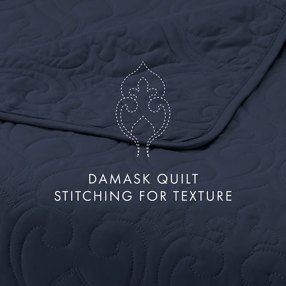 3-Piece Damask Quilted Coverlet Set