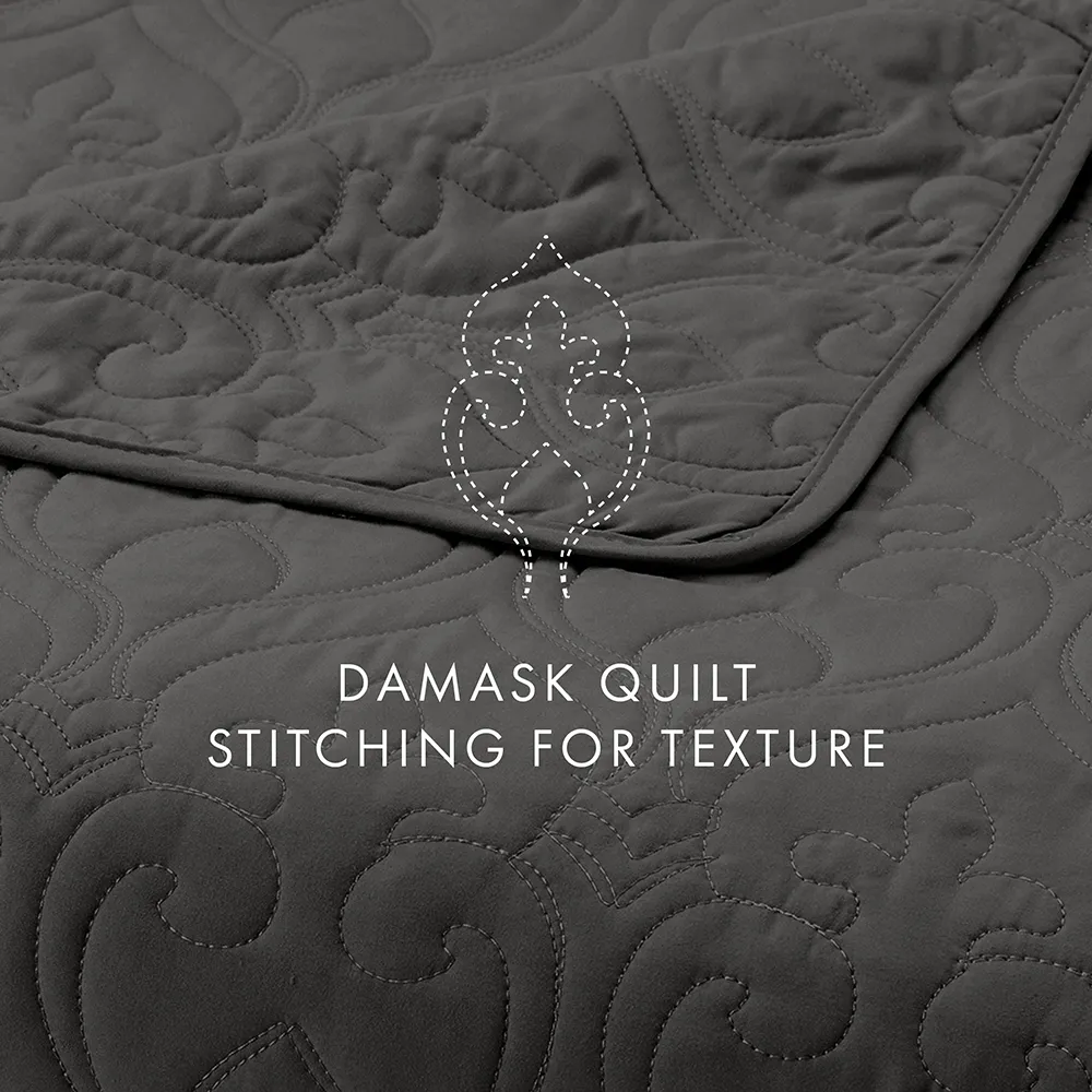 3-Piece Damask Quilted Coverlet Set