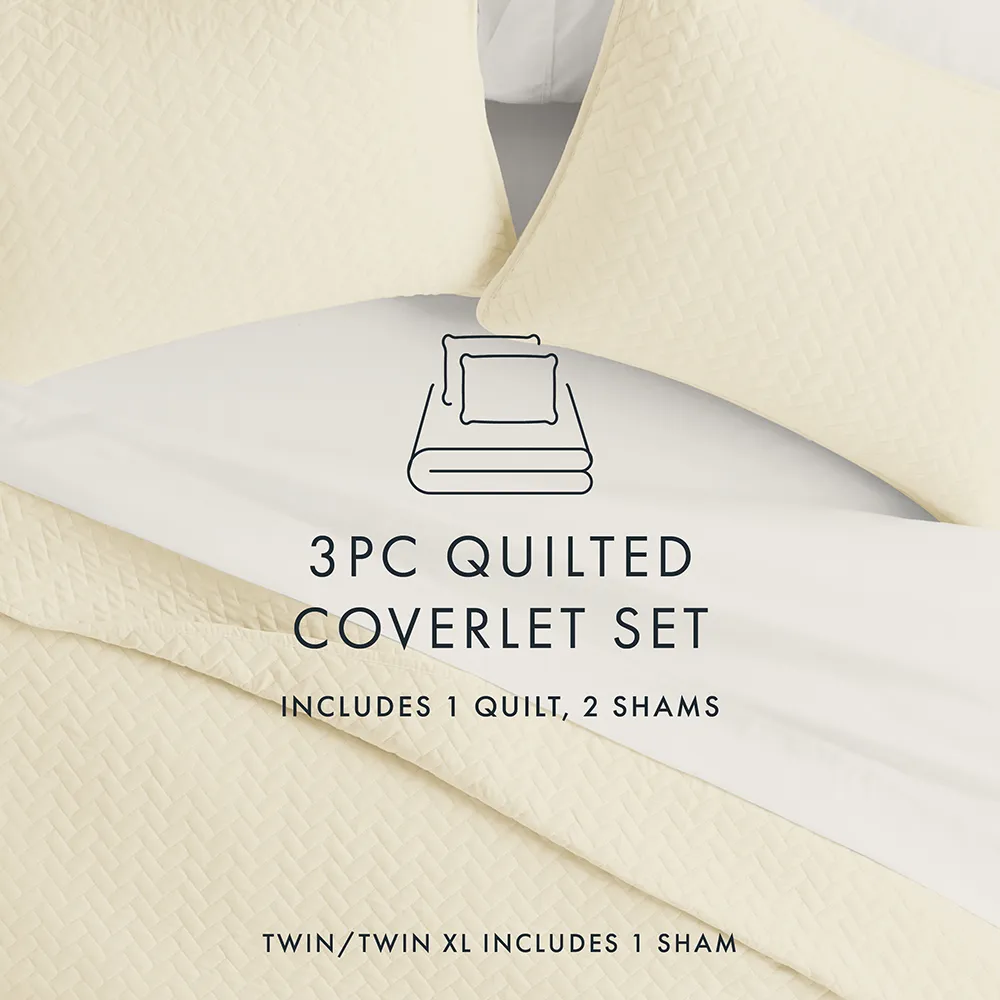 3-Piece Herringbone Quilted Coverlet Set (Sale)