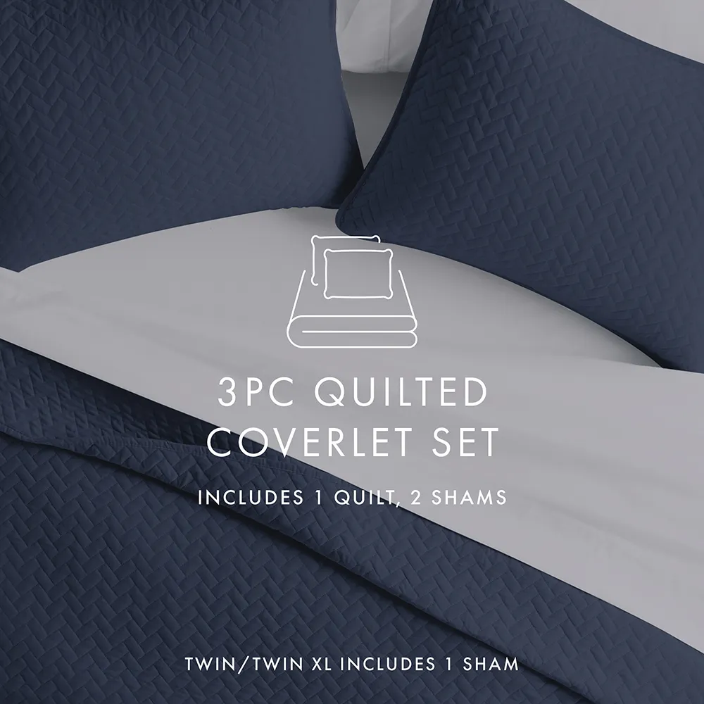 3-Piece Herringbone Quilted Coverlet Set (Sale)