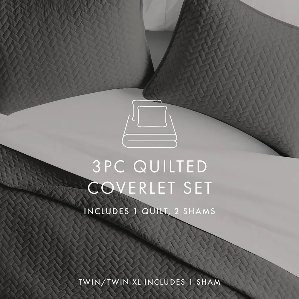 3-Piece Herringbone Quilted Coverlet Set (Sale)