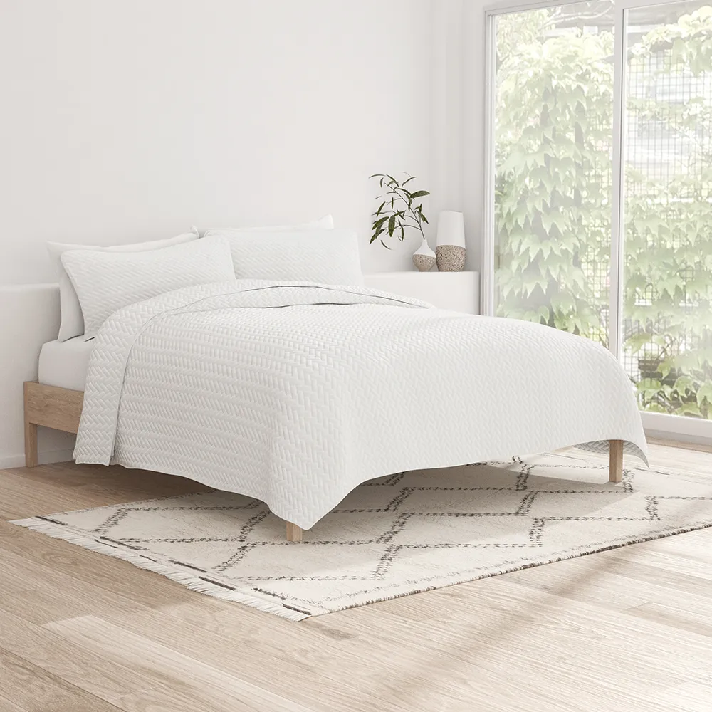 3-Piece Herringbone Quilted Coverlet Set (Sale)