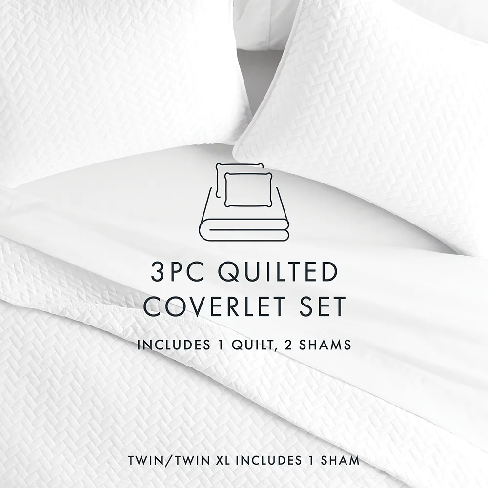 3-Piece Herringbone Quilted Coverlet Set (Sale)