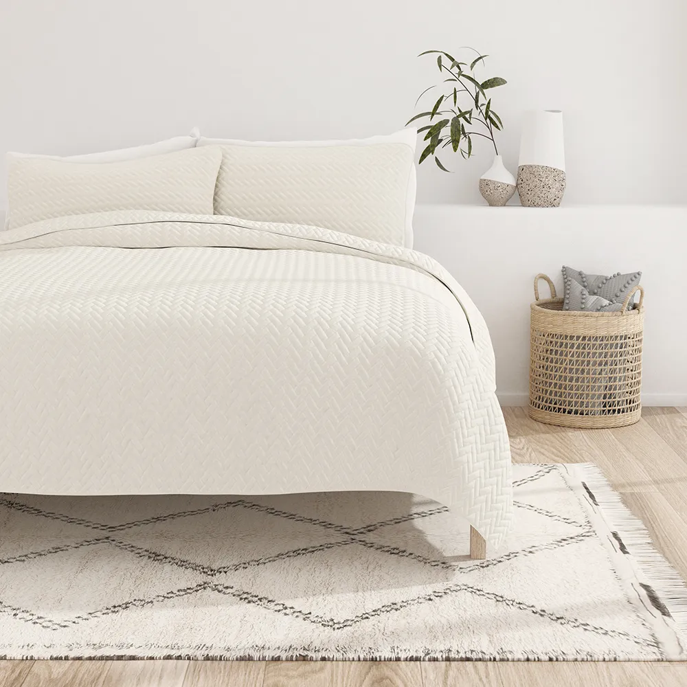 3-Piece Herringbone Quilted Coverlet Set (Sale)