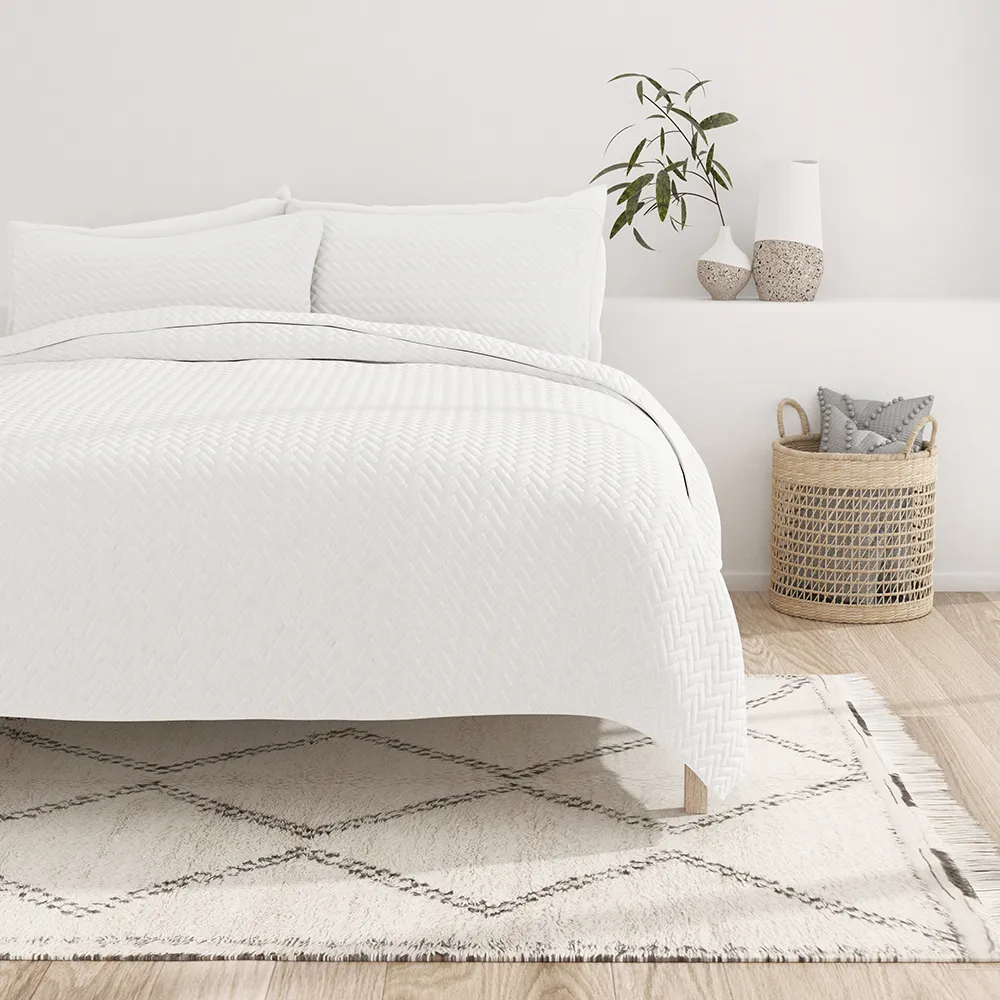 3-Piece Herringbone Quilted Coverlet Set (Sale)