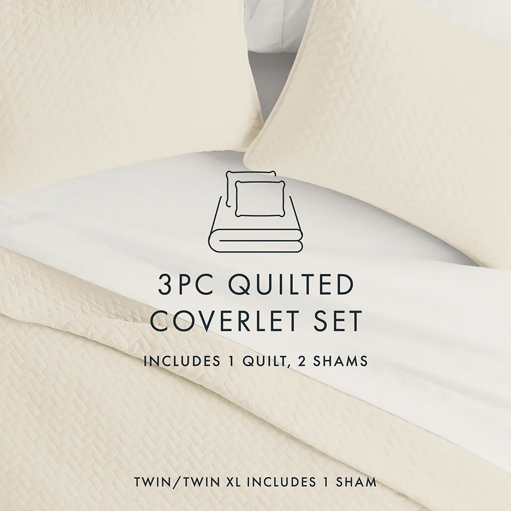 3-Piece Herringbone Quilted Coverlet Set (Sale)