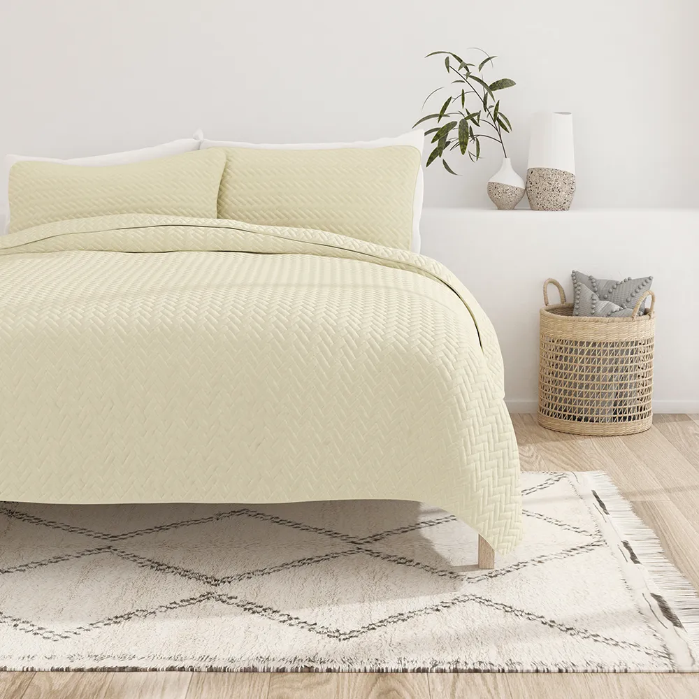 3-Piece Herringbone Quilted Coverlet Set (Sale)