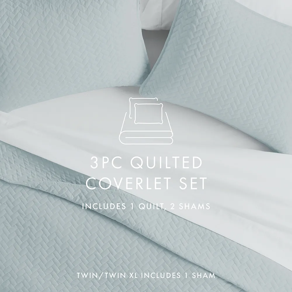 3-Piece Herringbone Quilted Coverlet Set (Sale)