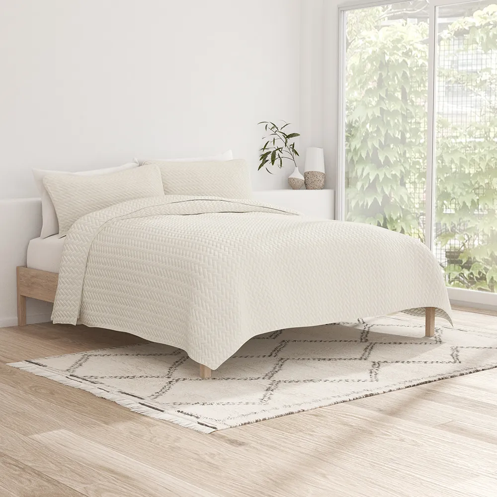 3-Piece Herringbone Quilted Coverlet Set (Sale)