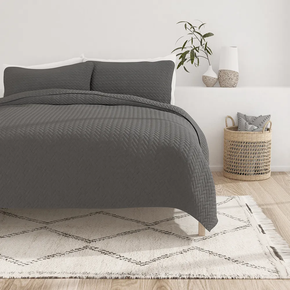 3-Piece Herringbone Quilted Coverlet Set (Sale)