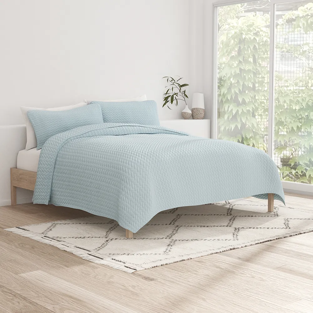 3-Piece Herringbone Quilted Coverlet Set (Sale)