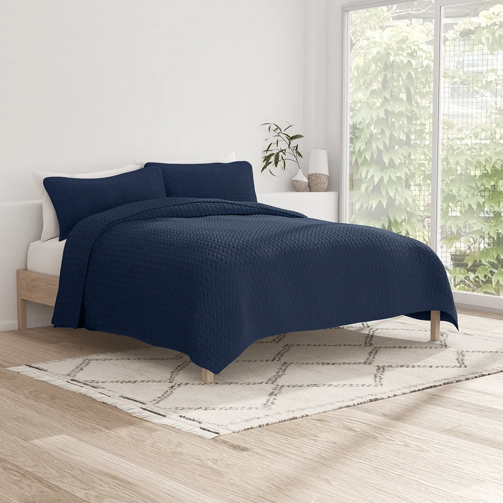 3-Piece Herringbone Quilted Coverlet Set (Sale)