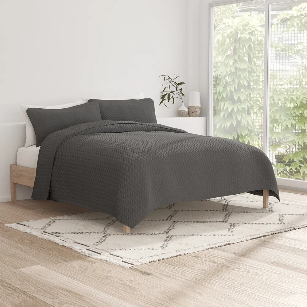 3-Piece Herringbone Quilted Coverlet Set (Sale)