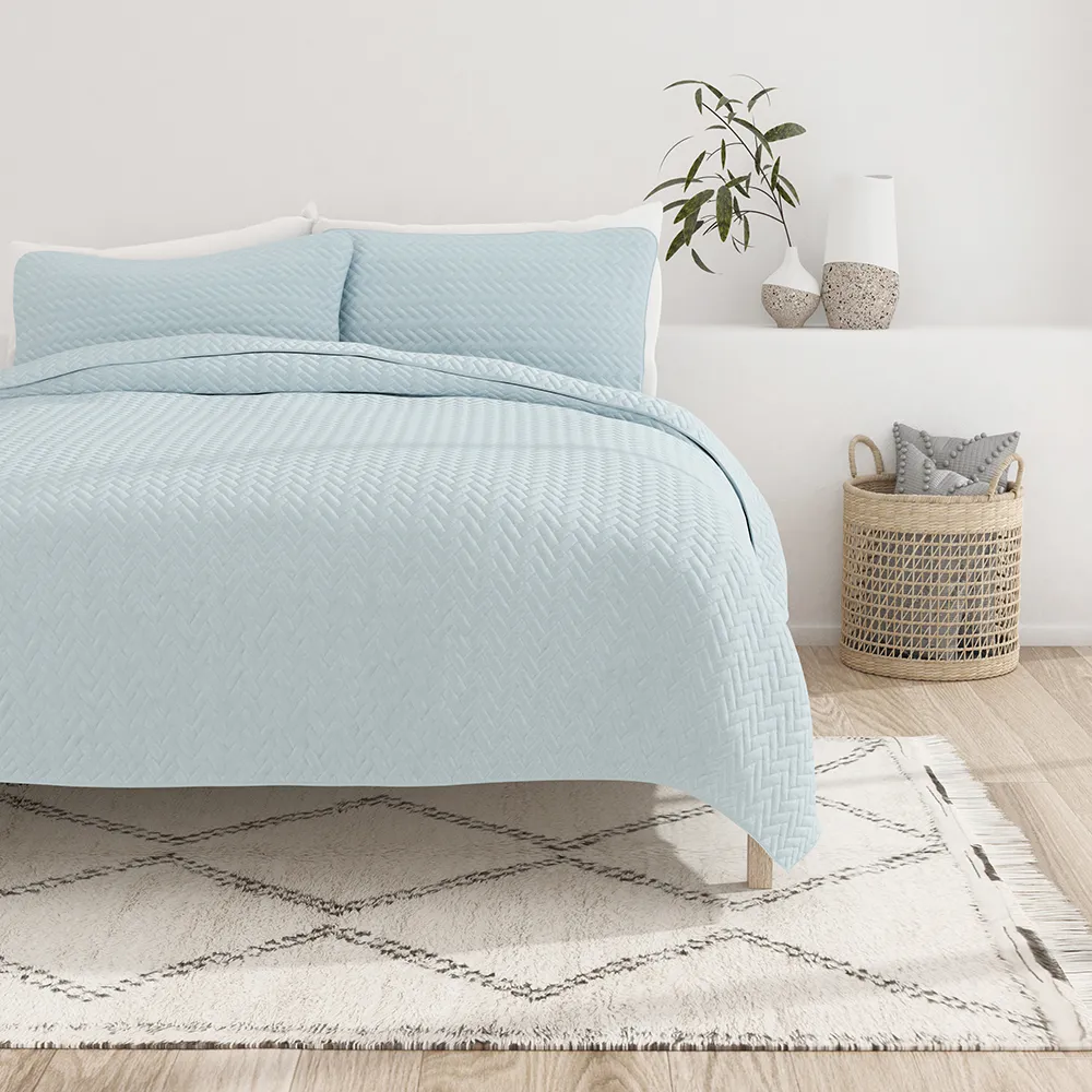 3-Piece Herringbone Quilted Coverlet Set (Sale)