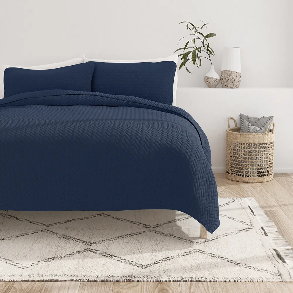 3-Piece Herringbone Quilted Coverlet Set (Sale)