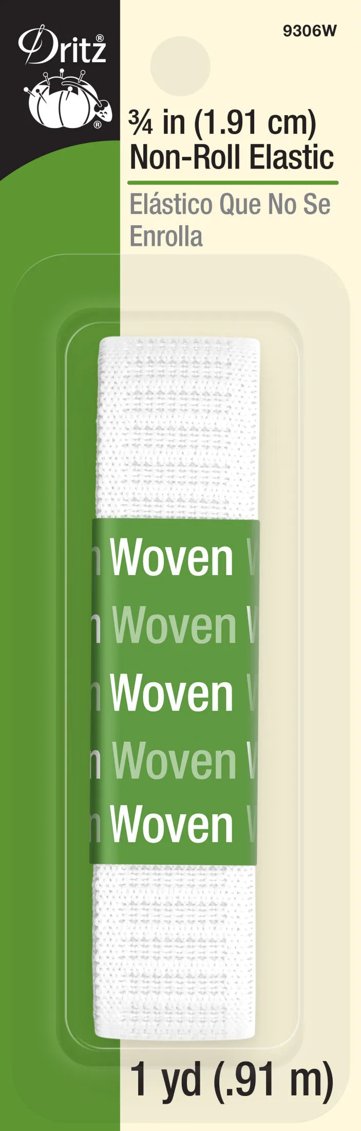 3/4" Non-Roll Elastic, White