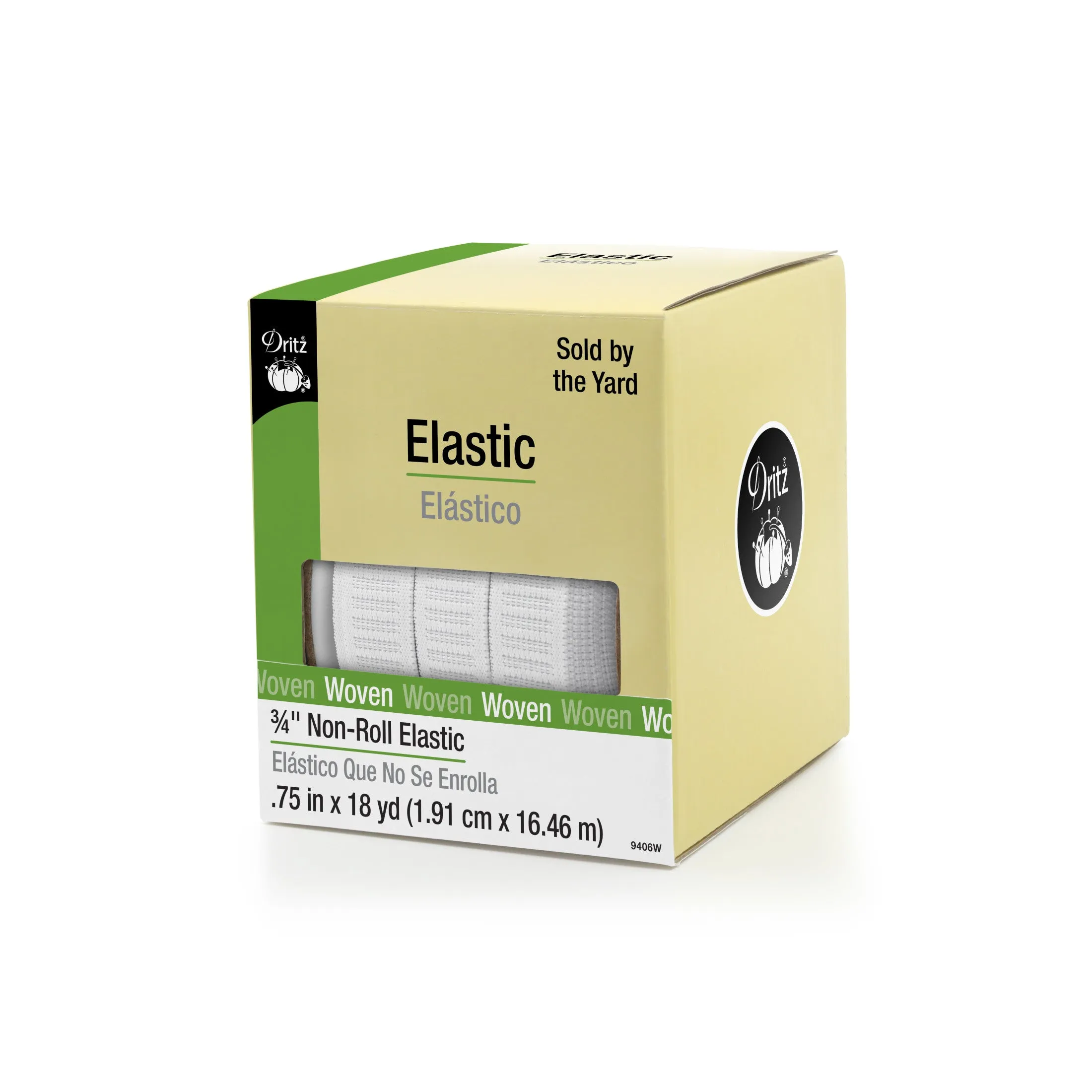 3/4" Non-Roll Elastic, White