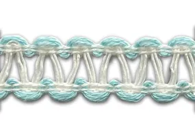 3/4" Open Baby Blue & White Braided Trim (Made in France)