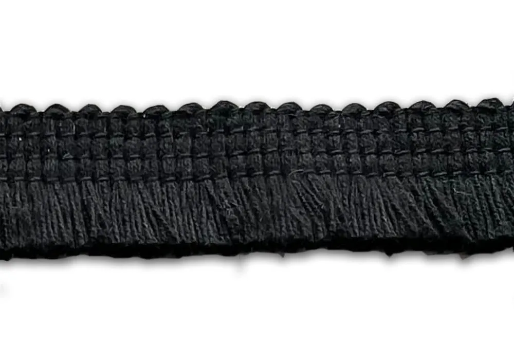 3/8" Raven's Wing Black Fringed Trim (Made in Italy)