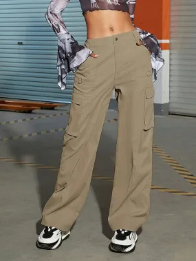 90s Street Solid Color Cargo Pants