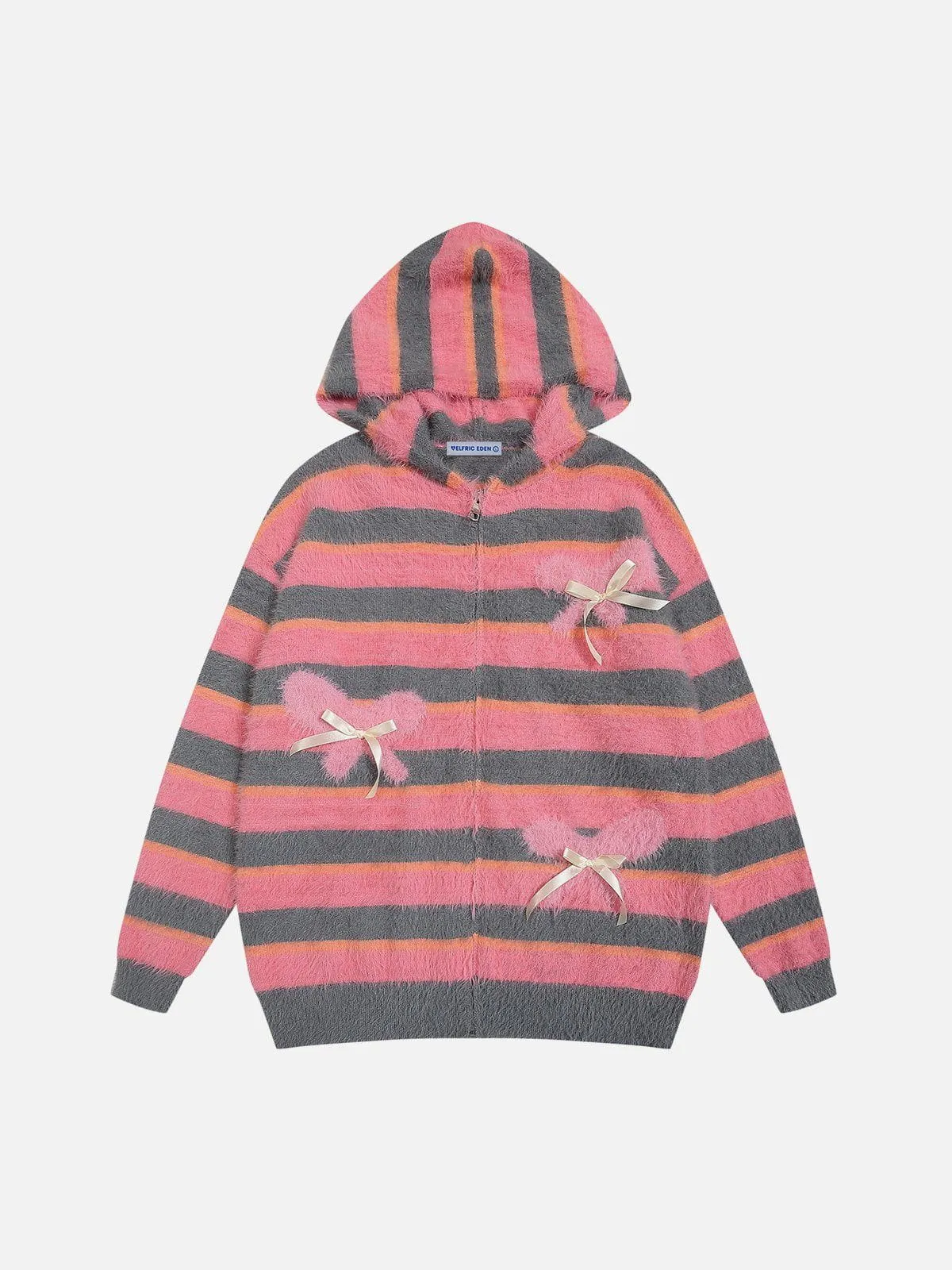 Aelfric Eden Bow Stripe Knit Zip Up Hoodie