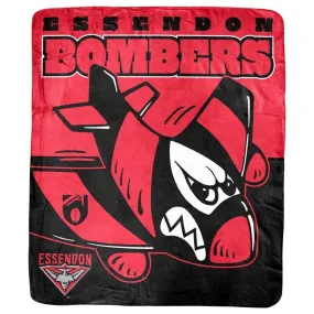 AFL Coral Mascot Blanket - Essendon Bombers - 150x130cm - Throw Rug