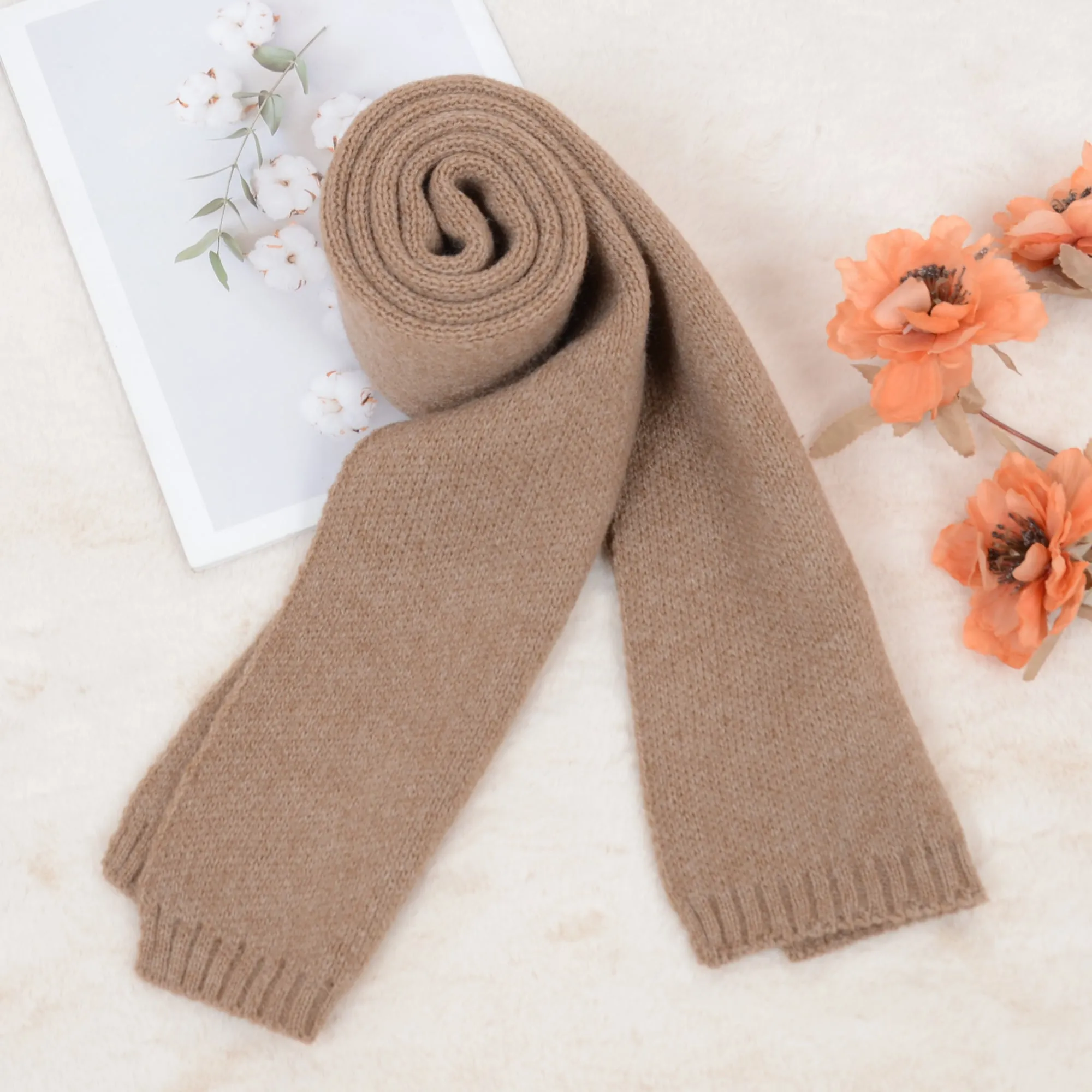 Anna-Kaci Solid Color Knitted Scarf Winter Neck Warm Wrap Stylish Cold Weather Accessory for Women