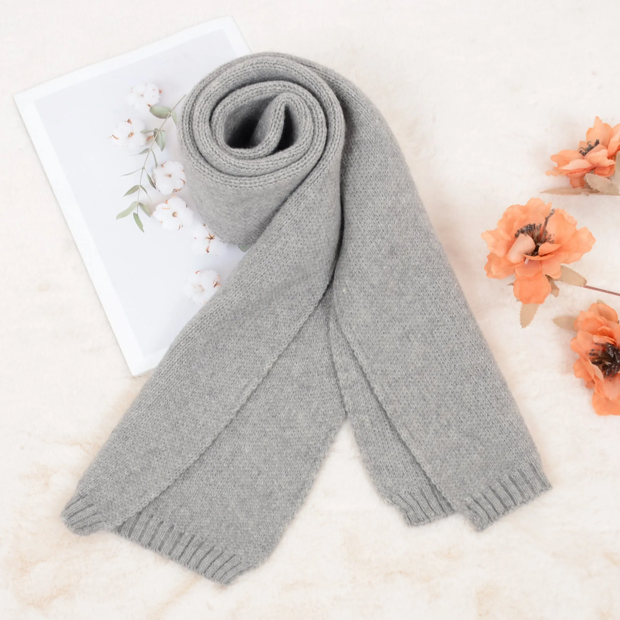 Anna-Kaci Solid Color Knitted Scarf Winter Neck Warm Wrap Stylish Cold Weather Accessory for Women