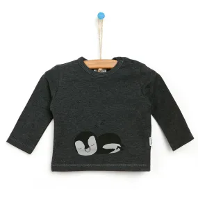 Antebies Newborn Penguin Organic Sweatshirt - Dark Grey