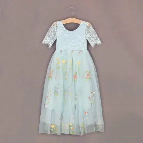 Baby Enchanted Dress - Embroidered Sky Blue Lace