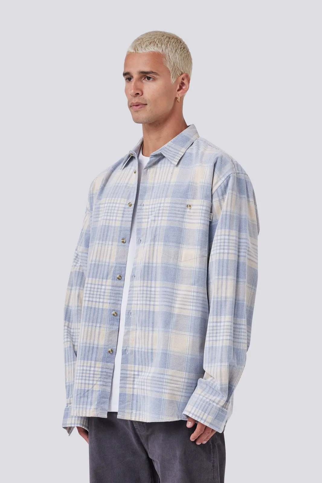 Barney Cools Cabin 2.0 Shirt Blue Corduroy Plaid