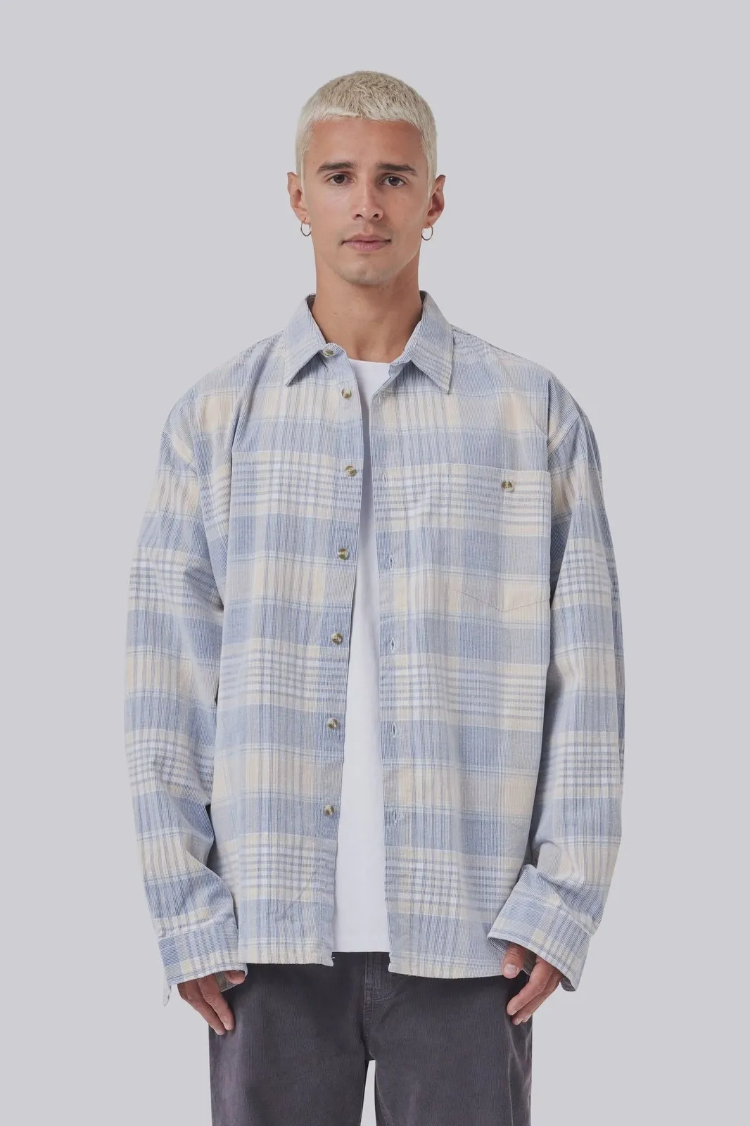 Barney Cools Cabin 2.0 Shirt Blue Corduroy Plaid