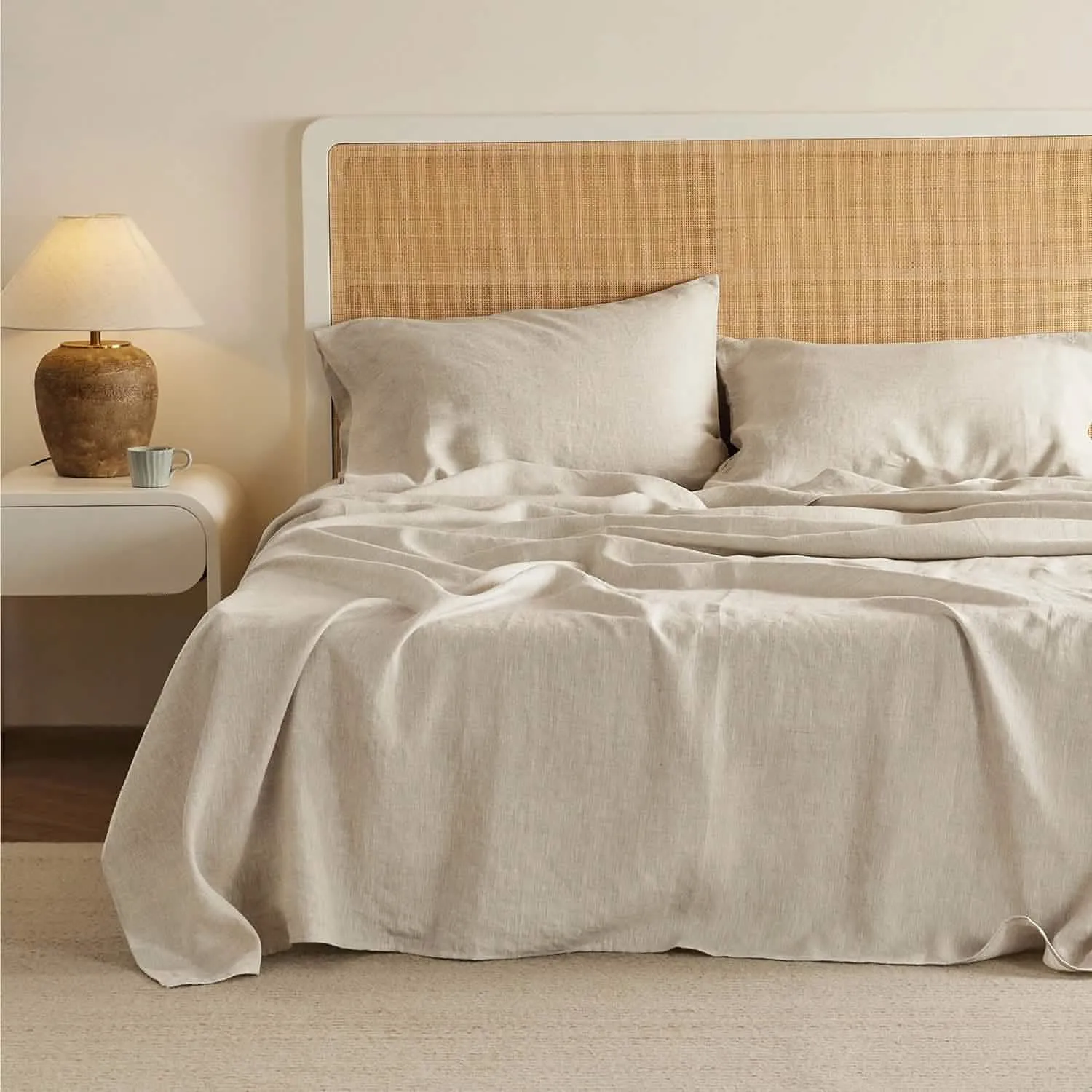 Bedsure Breathable Cotton Linen Bed Sheet Set