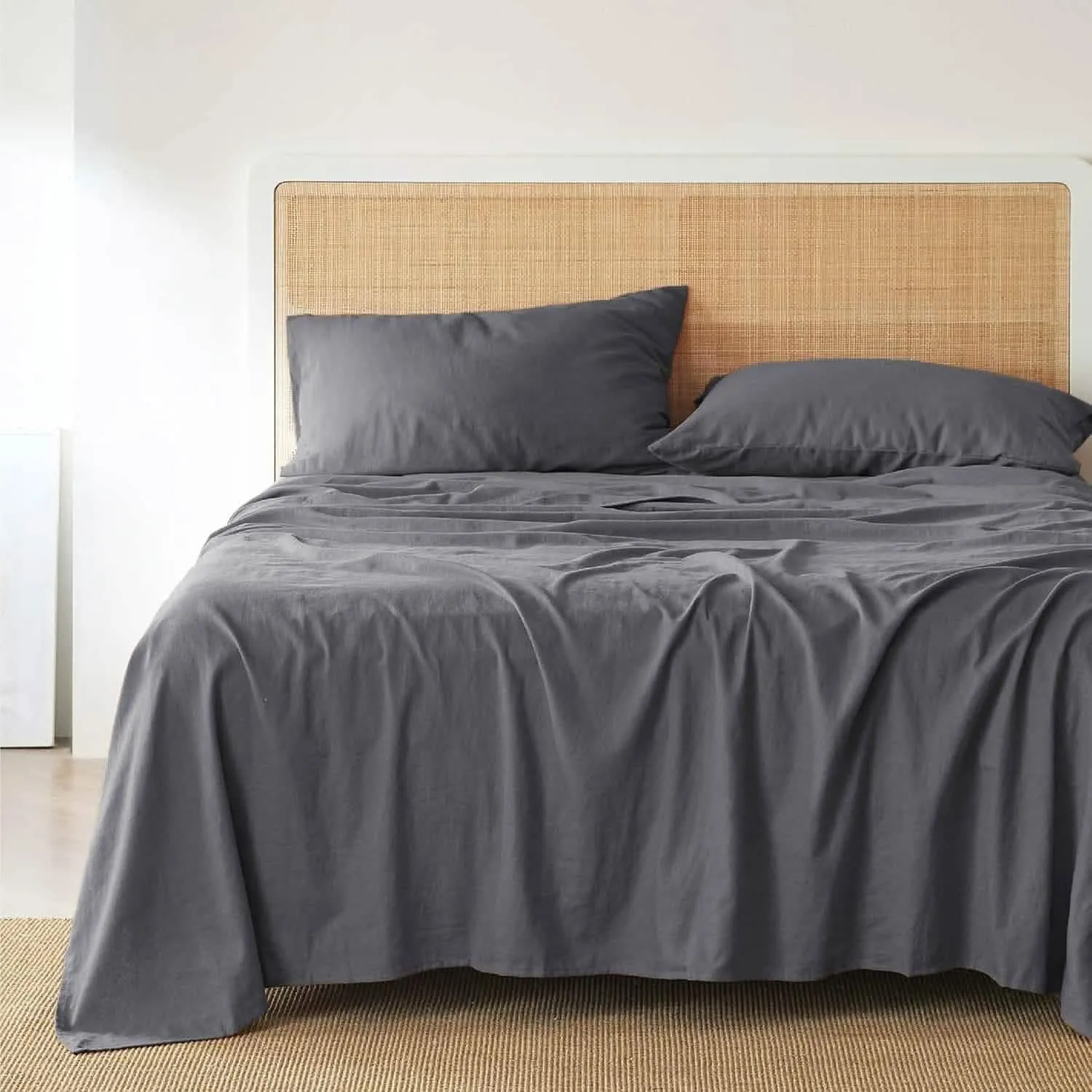 Bedsure Breathable Cotton Linen Bed Sheet Set