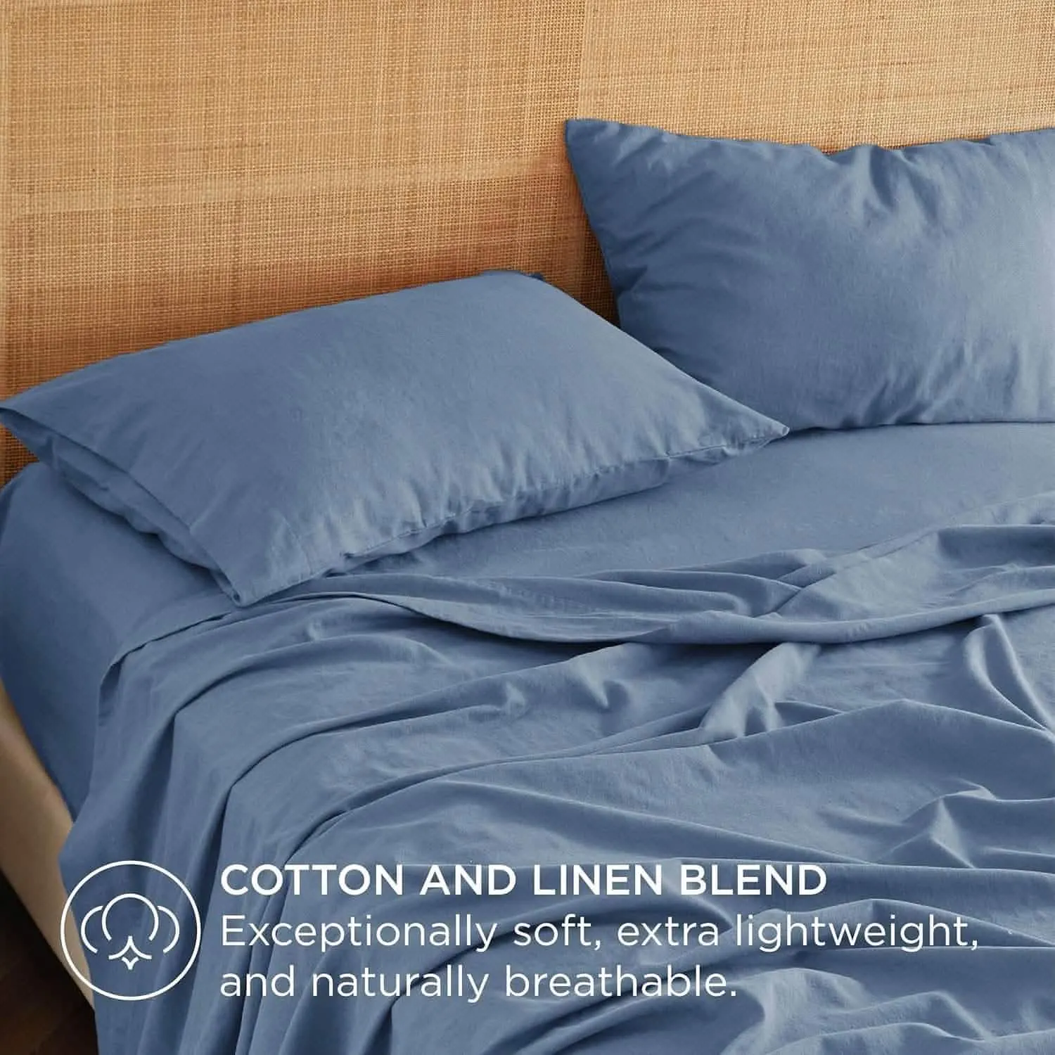 Bedsure Breathable Cotton Linen Bed Sheet Set