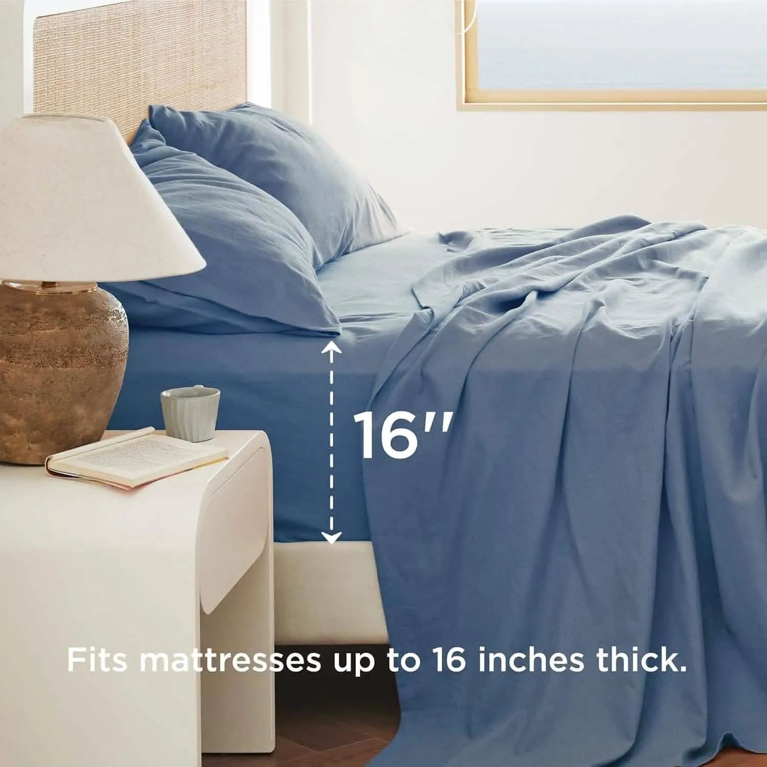 Bedsure Breathable Cotton Linen Bed Sheet Set