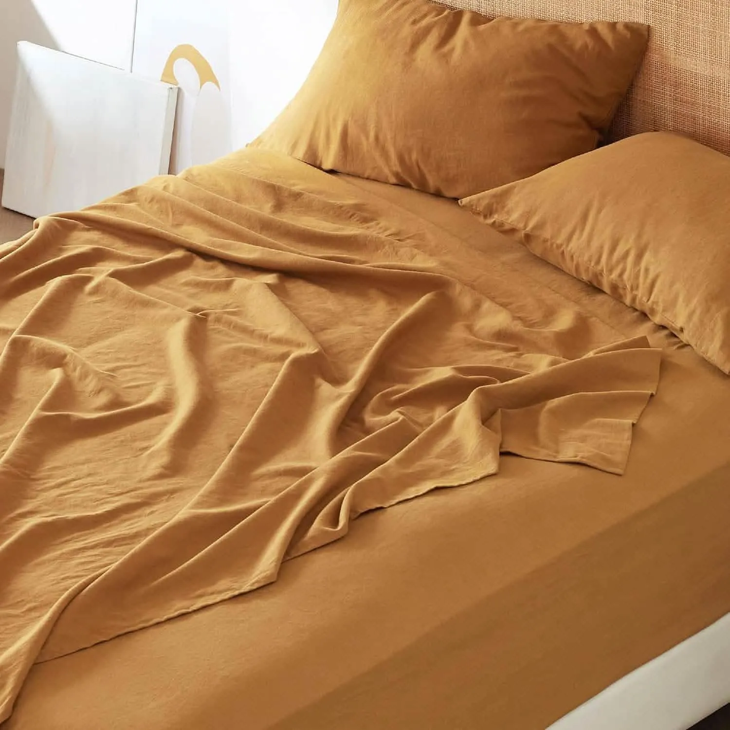 Bedsure Breathable Cotton Linen Bed Sheet Set