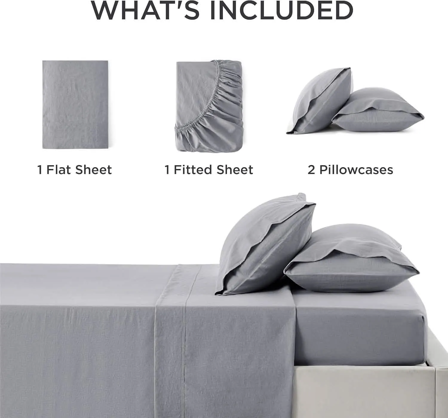 Bedsure Breathable Cotton Linen Bed Sheet Set