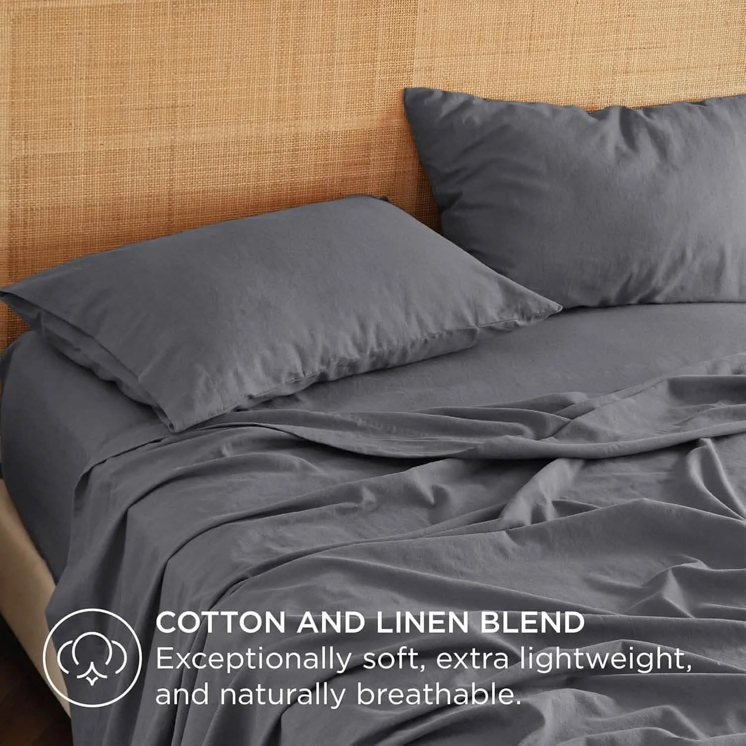 Bedsure Breathable Cotton Linen Bed Sheet Set