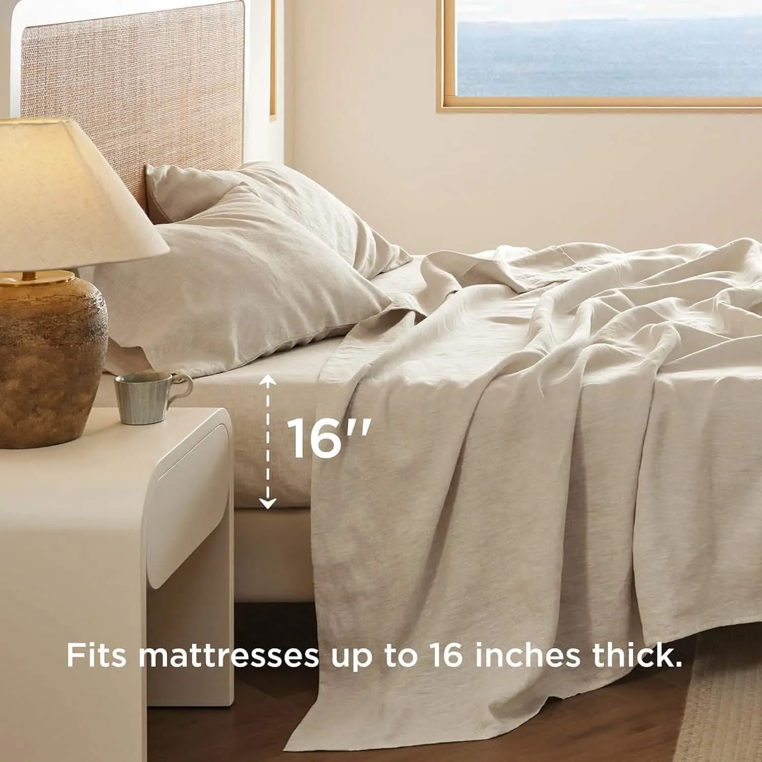 Bedsure Breathable Cotton Linen Bed Sheet Set