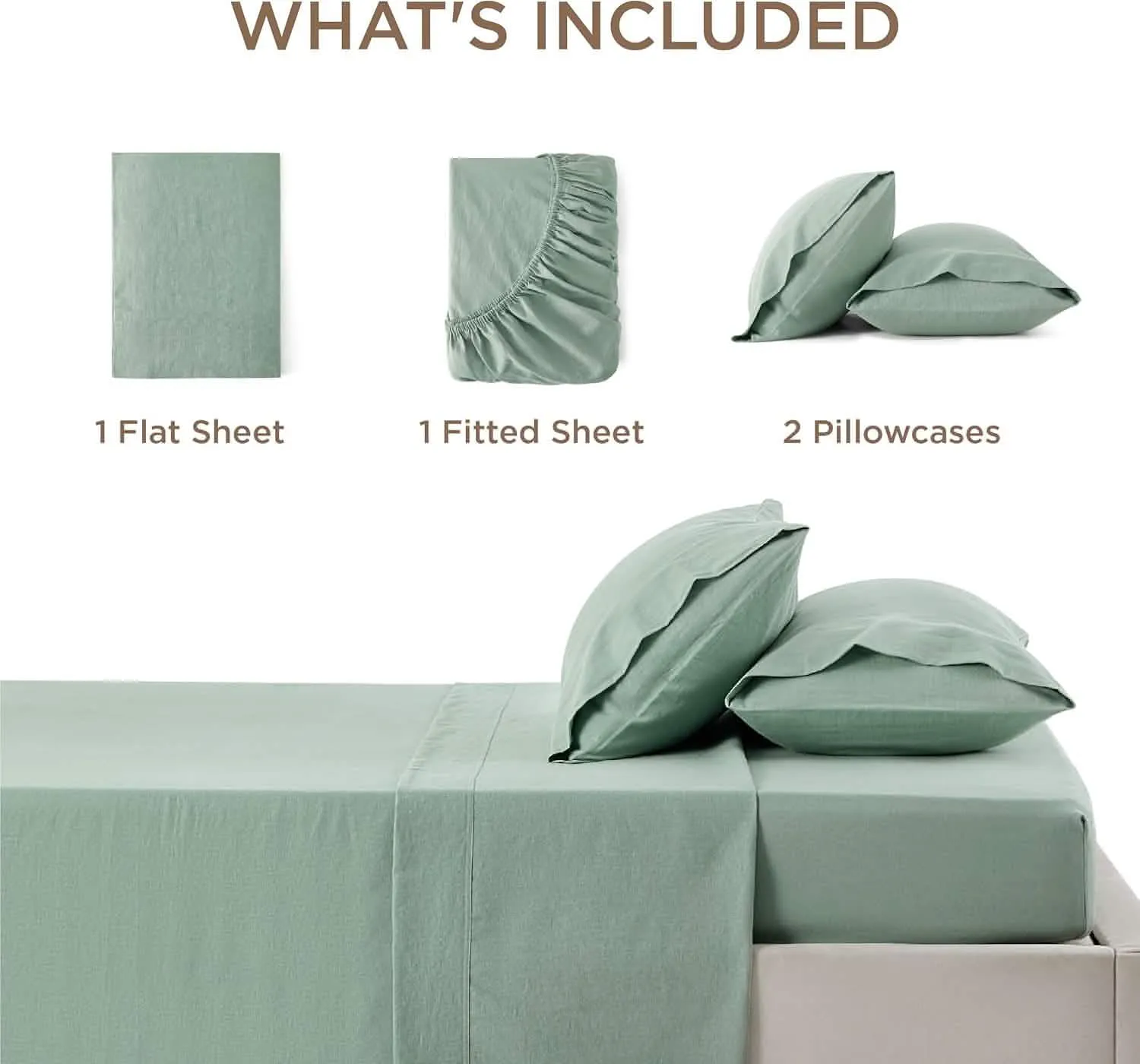 Bedsure Breathable Cotton Linen Bed Sheet Set