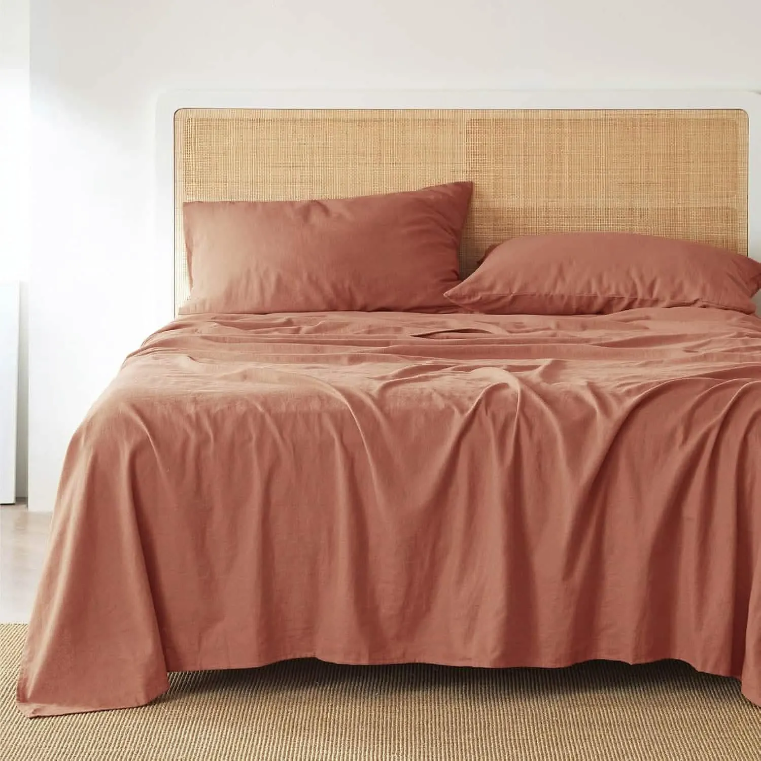 Bedsure Breathable Cotton Linen Bed Sheet Set