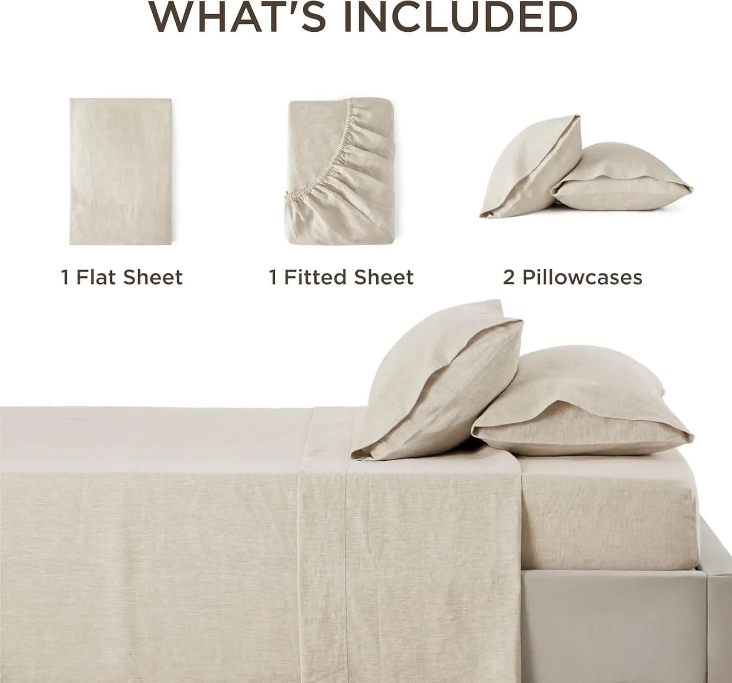 Bedsure Breathable Cotton Linen Bed Sheet Set