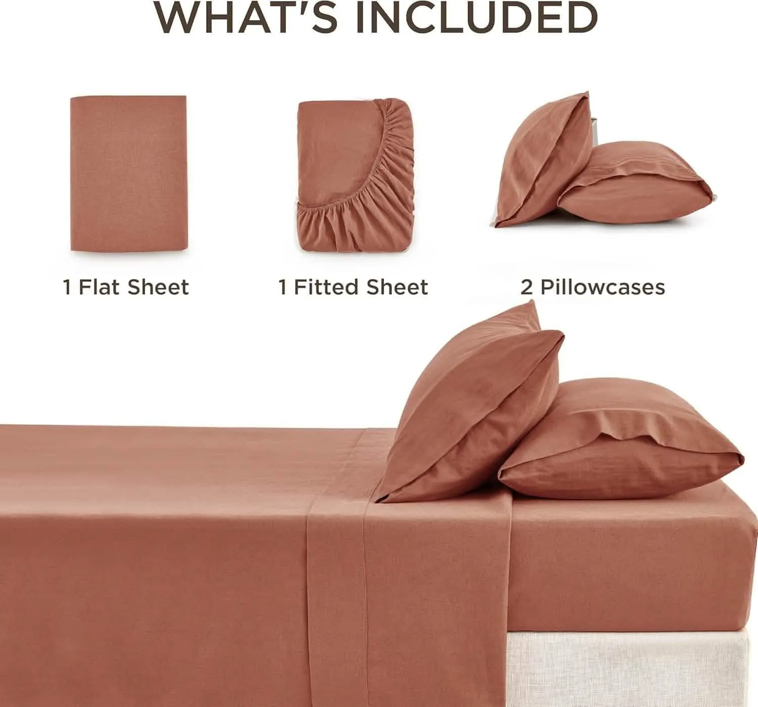 Bedsure Breathable Cotton Linen Bed Sheet Set