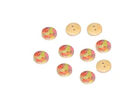 Beige Multicolour Circular Printed 2 Hole Wooden Buttons