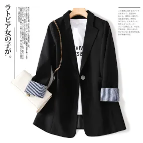 Blazer Women Korean Slim Look Drape Thin Three-Quarter Length Sleeves Suit Tops Outerwear