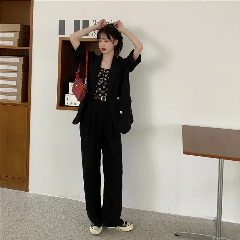 Blazer Women Summer Korean Casual All-Matching Thin Elegant Loose Three-Quarter Length Sleeves Popular Suit Outerwear