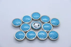 Blue Circular Metal Ring Polka Dot Coat Button